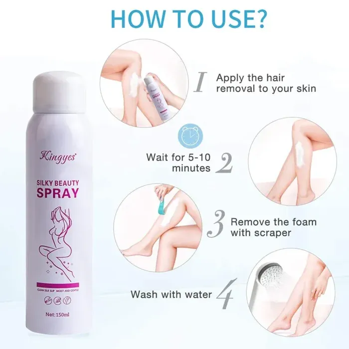 Kingyes Silky Beauty Quick & Painless Hair Removal Spray 150 Ml