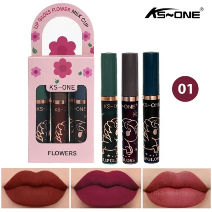 ks-one-3pcs-flower-milk-cup-lip-gloss-set